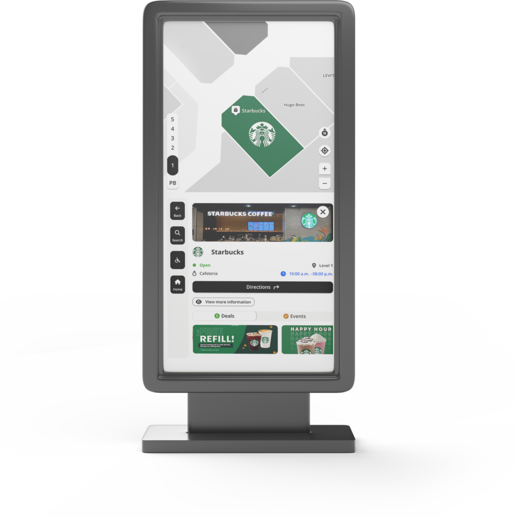 A kiosk showing the mapvx digital interface