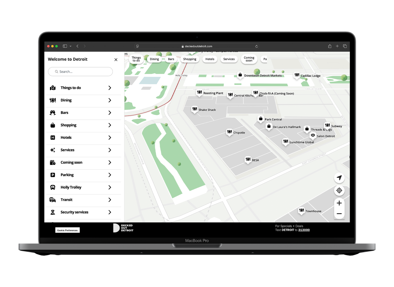 mockup of a real estate digital map on a laptop