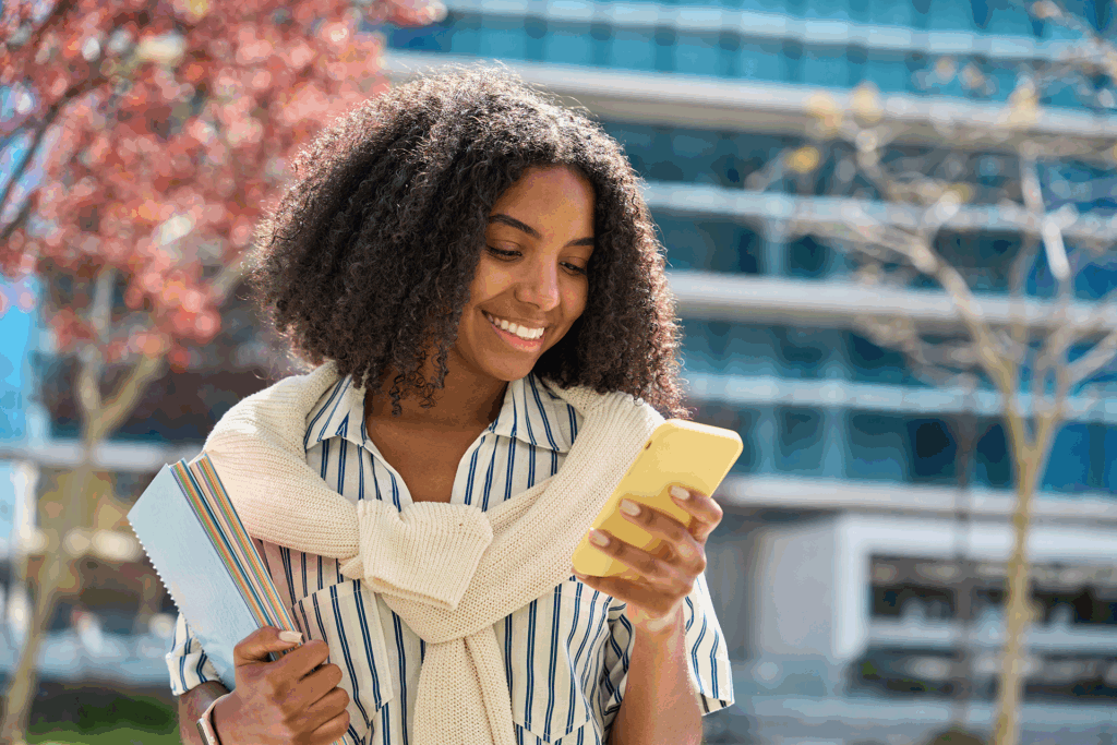 smiling university student using mapvx