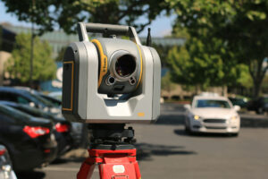 a lidar scanner in a parking lot
