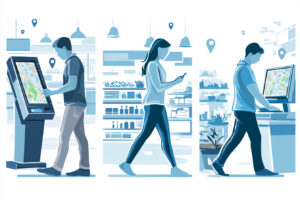 mall map accessed on phone, kiosk, and desktop